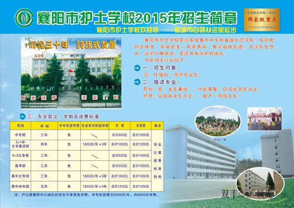 襄陽市護(hù)士學(xué)校2015招生簡章印刷